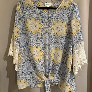 Westport Paisley Crochet Sleeve Top
